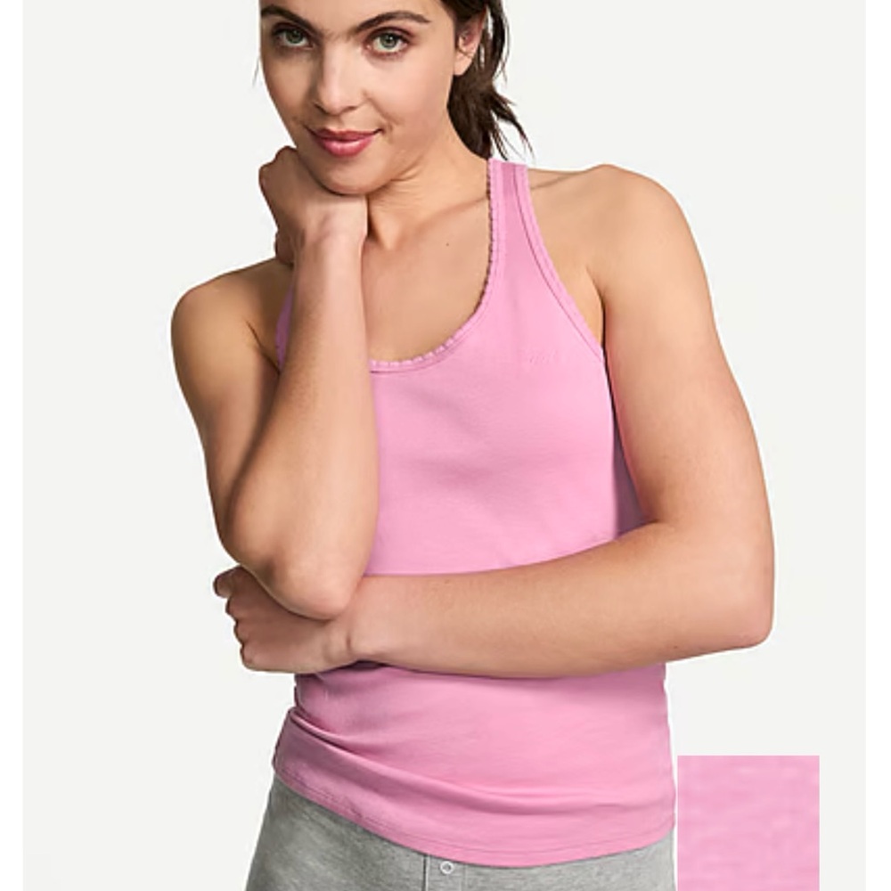 NWT VS Pink Spill the Tea Cotton Tank Top
